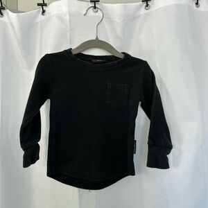 Little Bipsy Waffle Black Long Sleeve Shirt